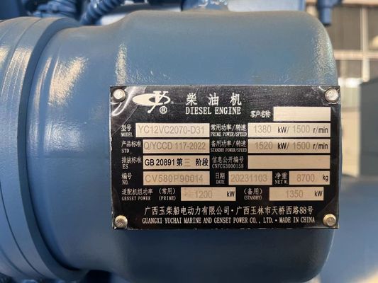Σε αναμονή 1500 kW γεννήτρια ντίζελ με κλειστό σύστημα ψύξης και θορύβωση ήχου